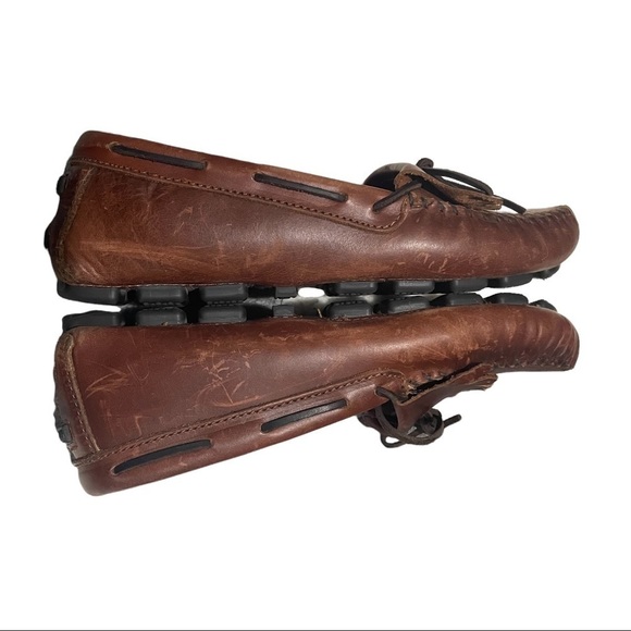 Minnetonka Brown Leather Slip On Classic Driving Loafer - Picture 14 of 15